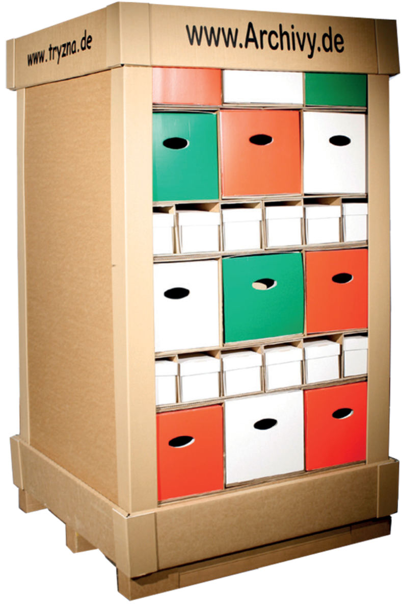 „Archivy“ mit bunten Archivboxen und CD-Boxen