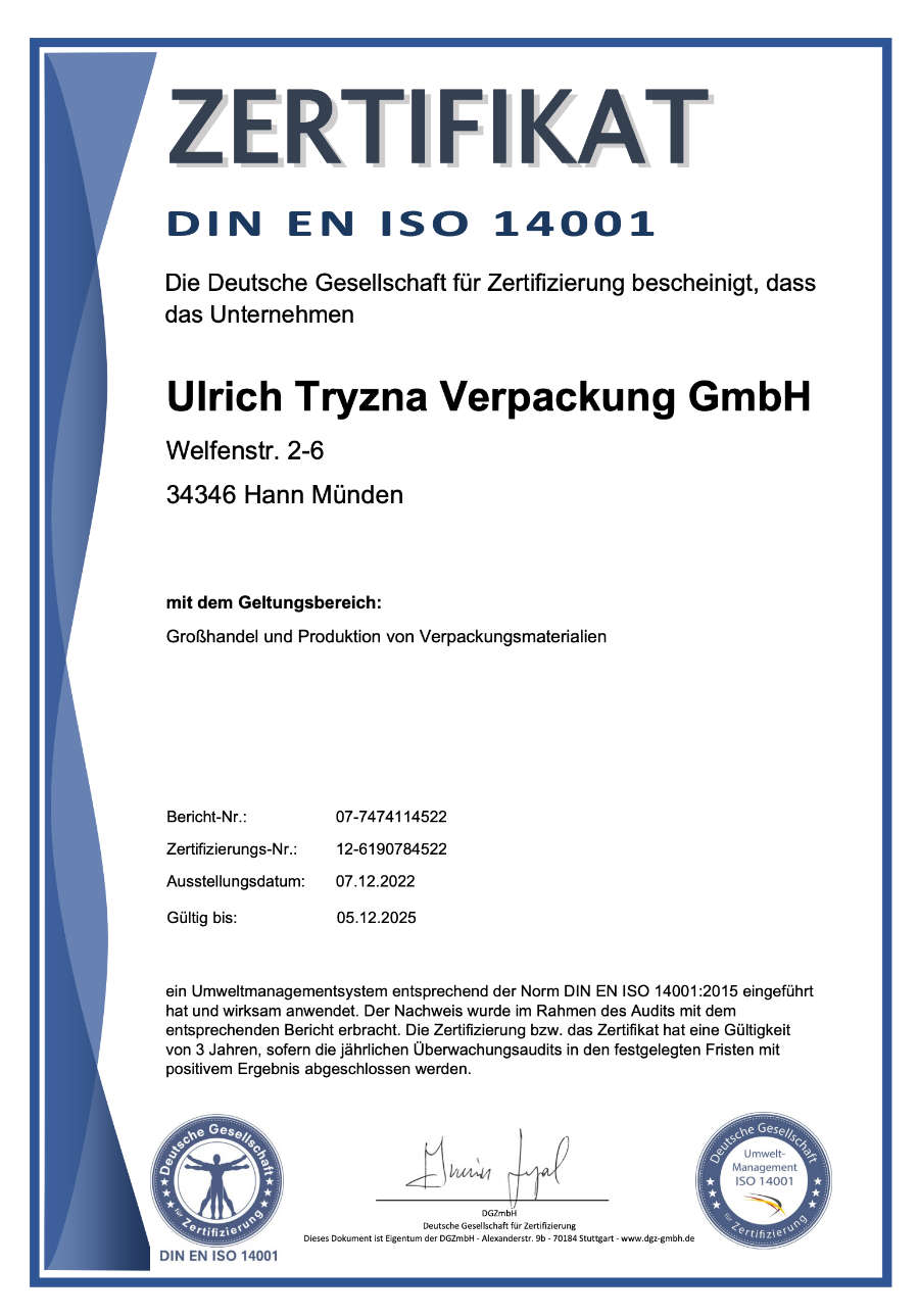 DIN En ISO 14001 zertifiziert