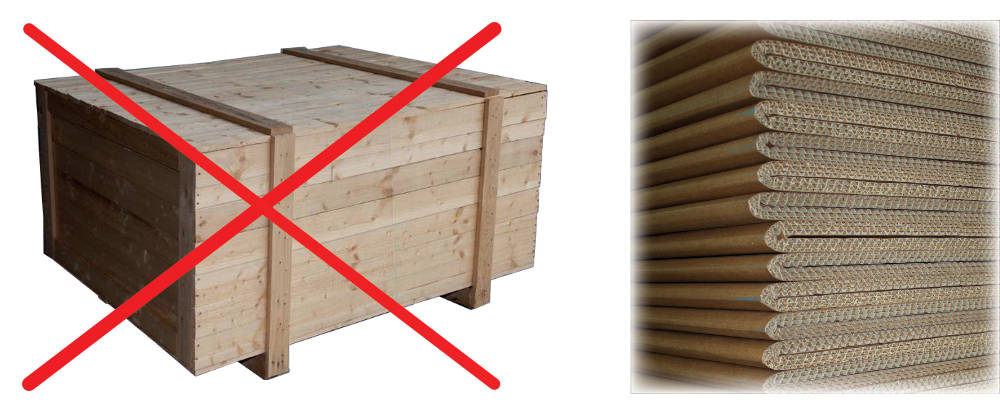 Starkwellkisten benötigen wesentlich weniger Lagerplatz als Holzkisten